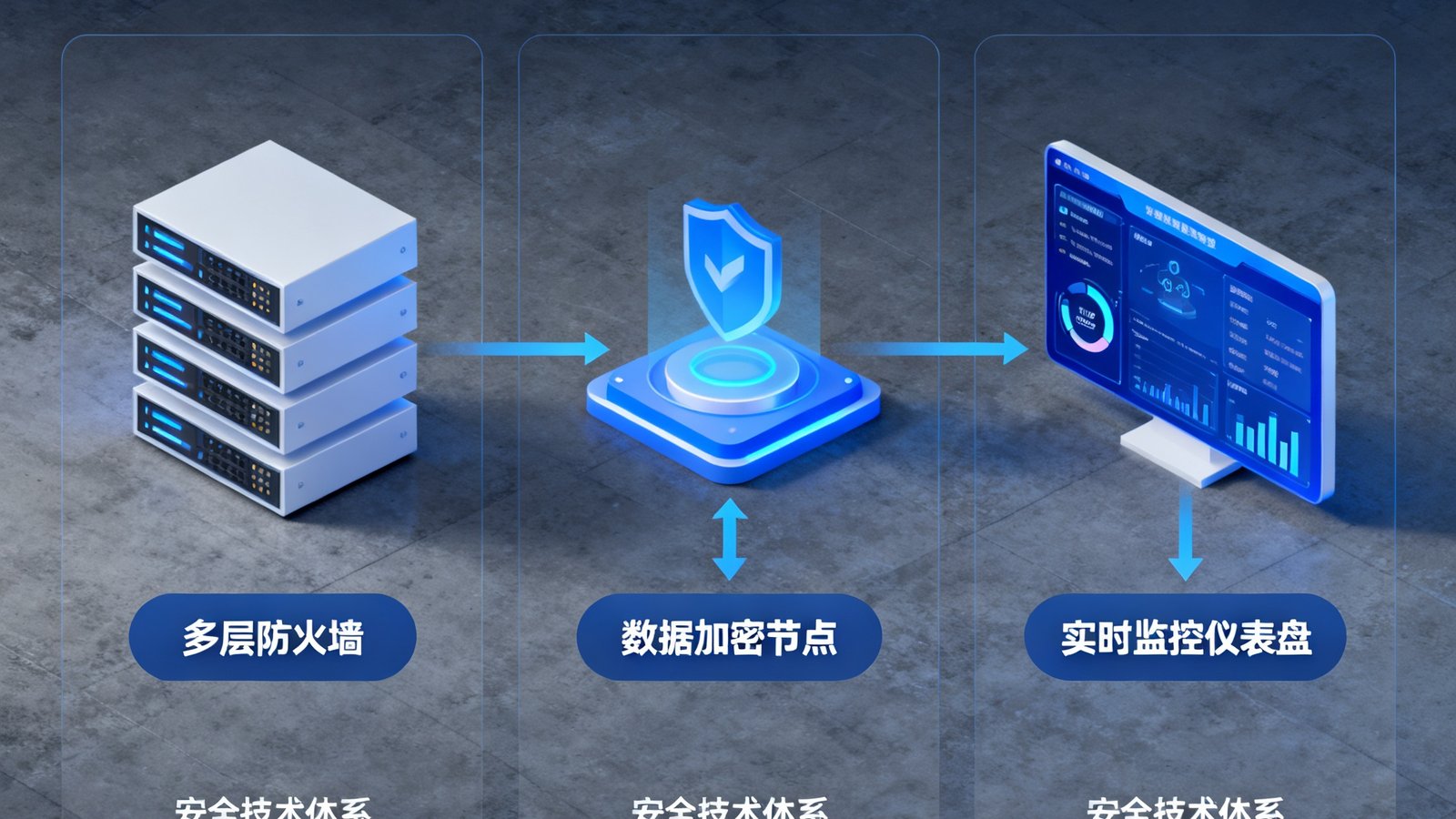 华体会HTH安全防护系统架构示意图，展示多层防火墙、数据加密节点和实时监控仪表盘的安全技术体系